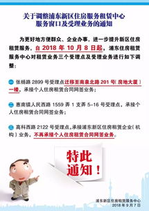 关于调整浦东新区住房服务租赁中心服务窗口及受理业务的通知